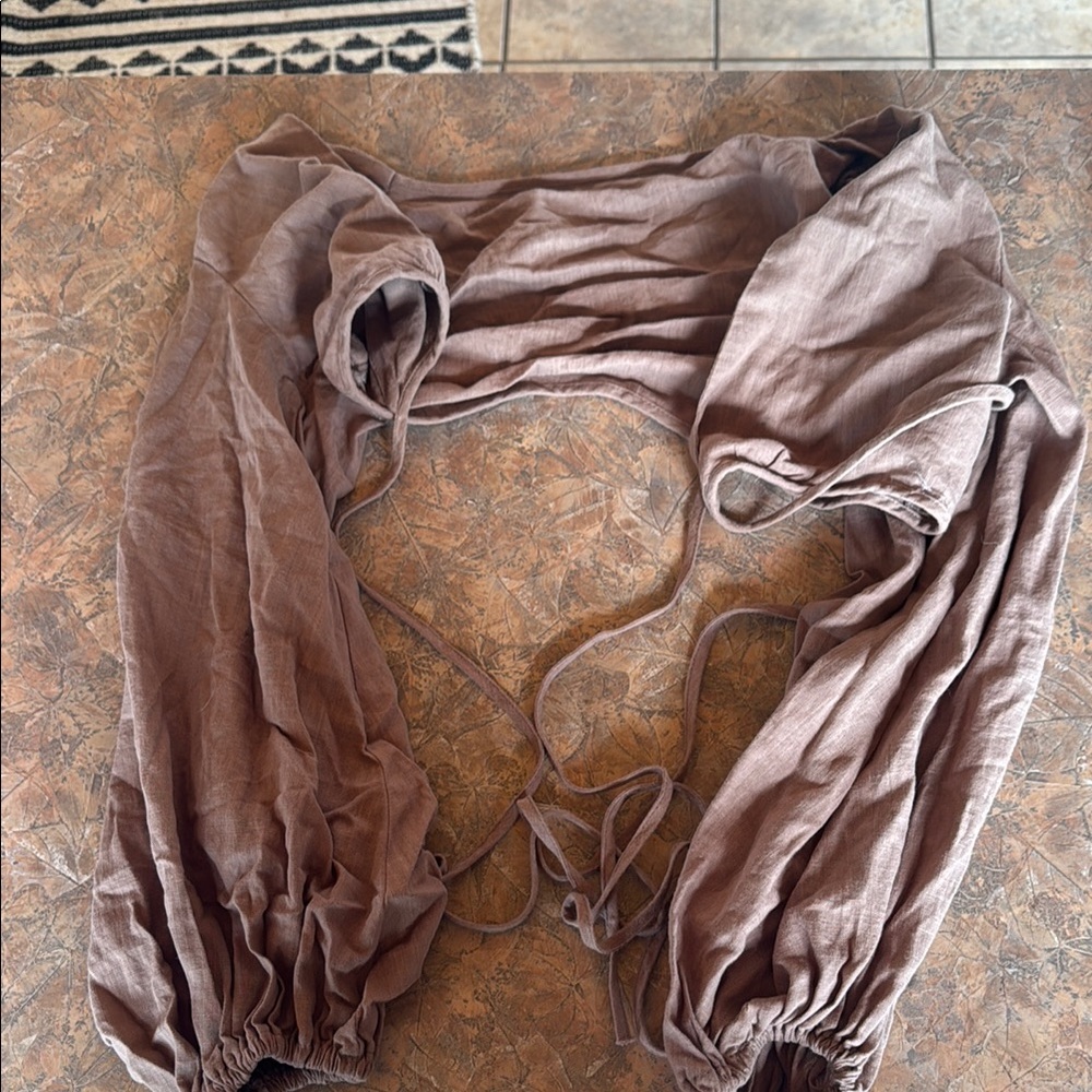 Brown Long Sleeve Crop Top
